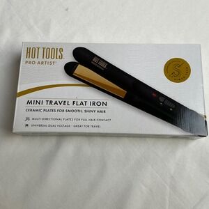 Hot Tools Pro Artist Mini Travel Flat Iron Ceramic Plates Dual Voltage
